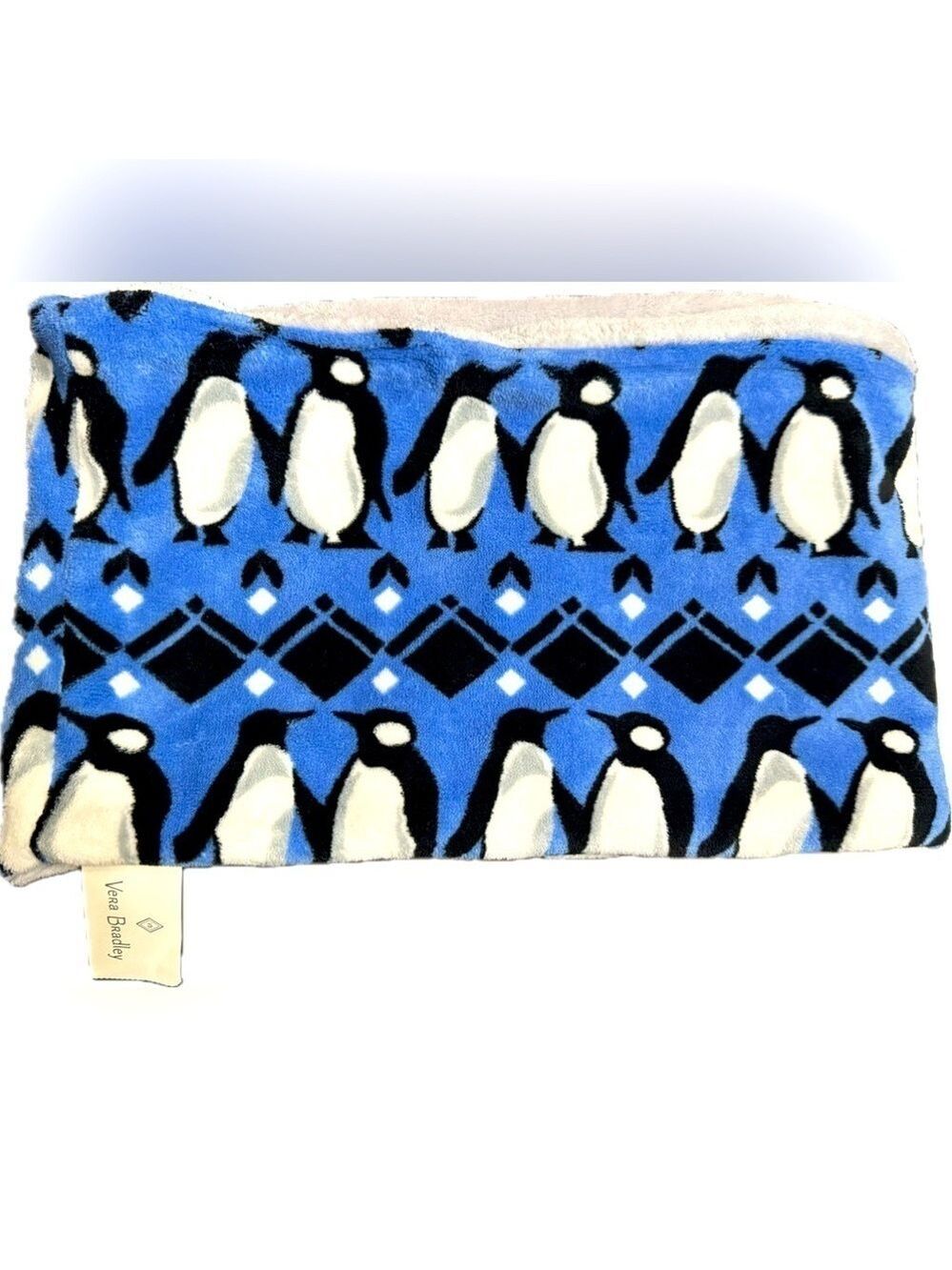 Vera Bradley Fleece Loop Scarf Infinity Playful PENGUINS INTARSIA Blue & White - Picture 2 of 4